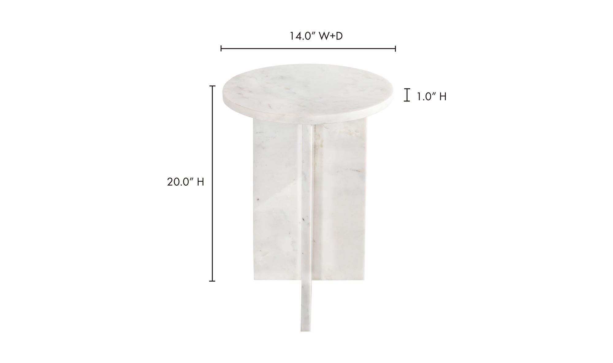 14" White Marble Side Table