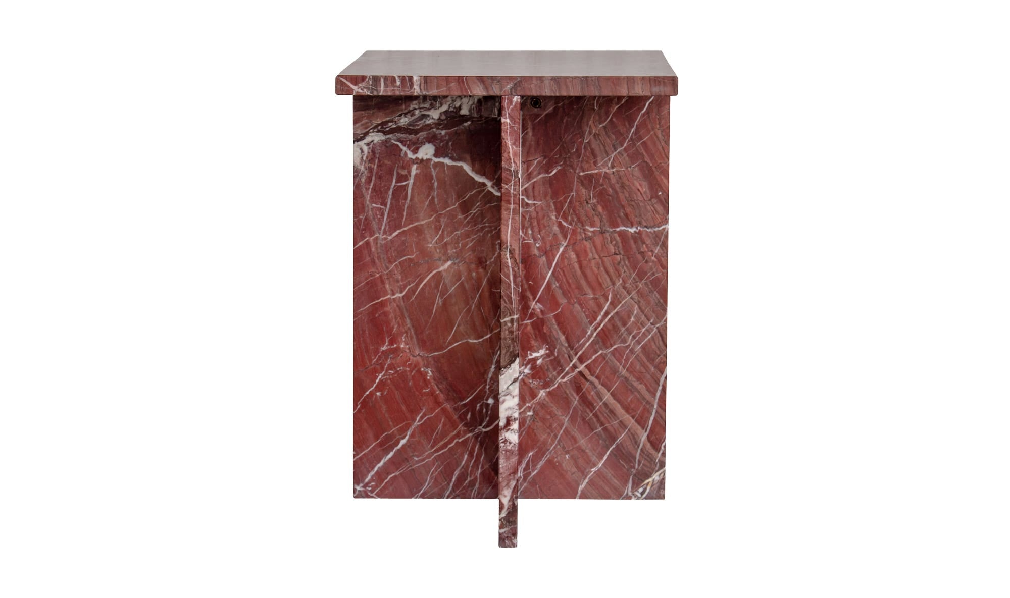 14" Rosso Levanto Marble Side Table