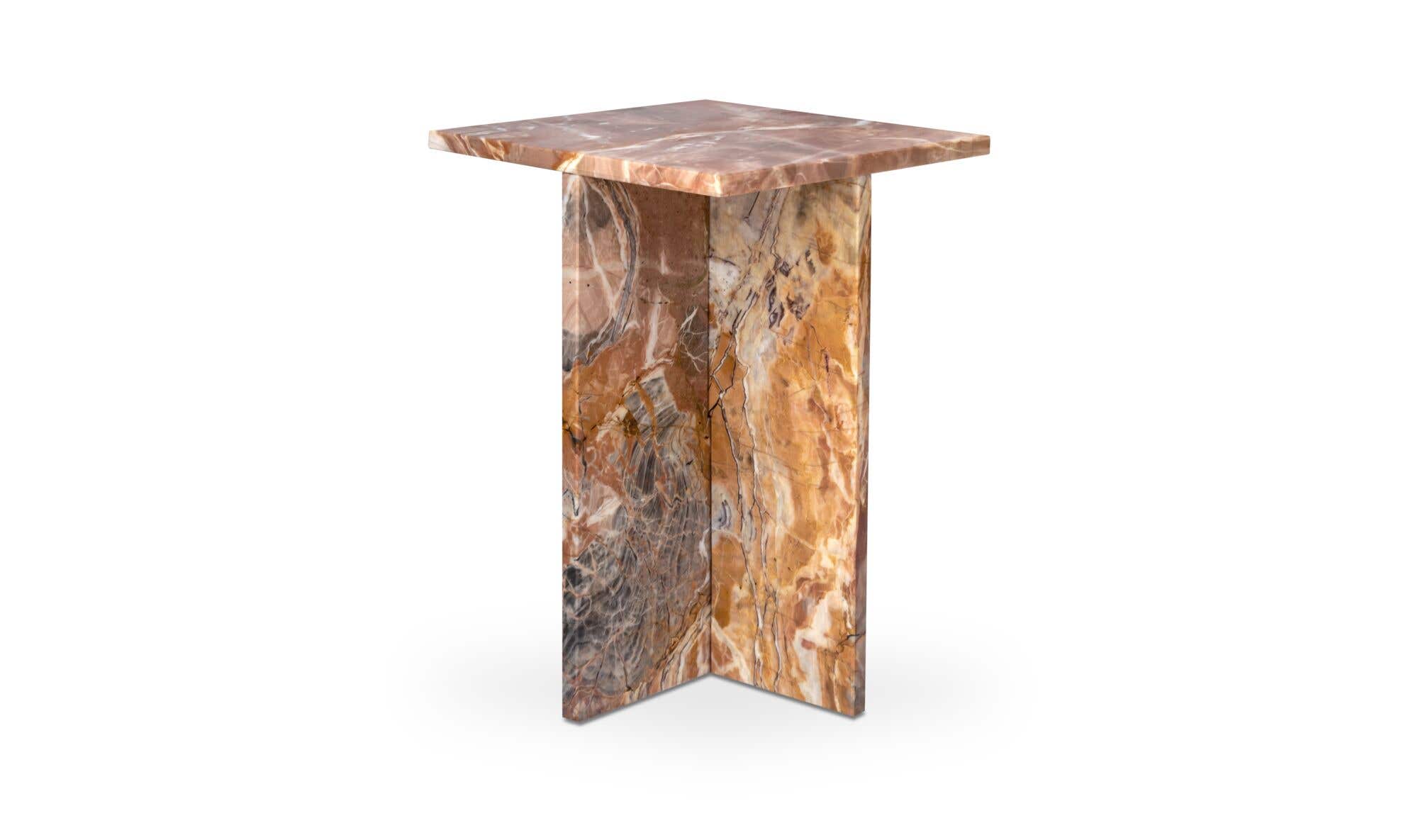 14" Orange Lavante Marble Side Table