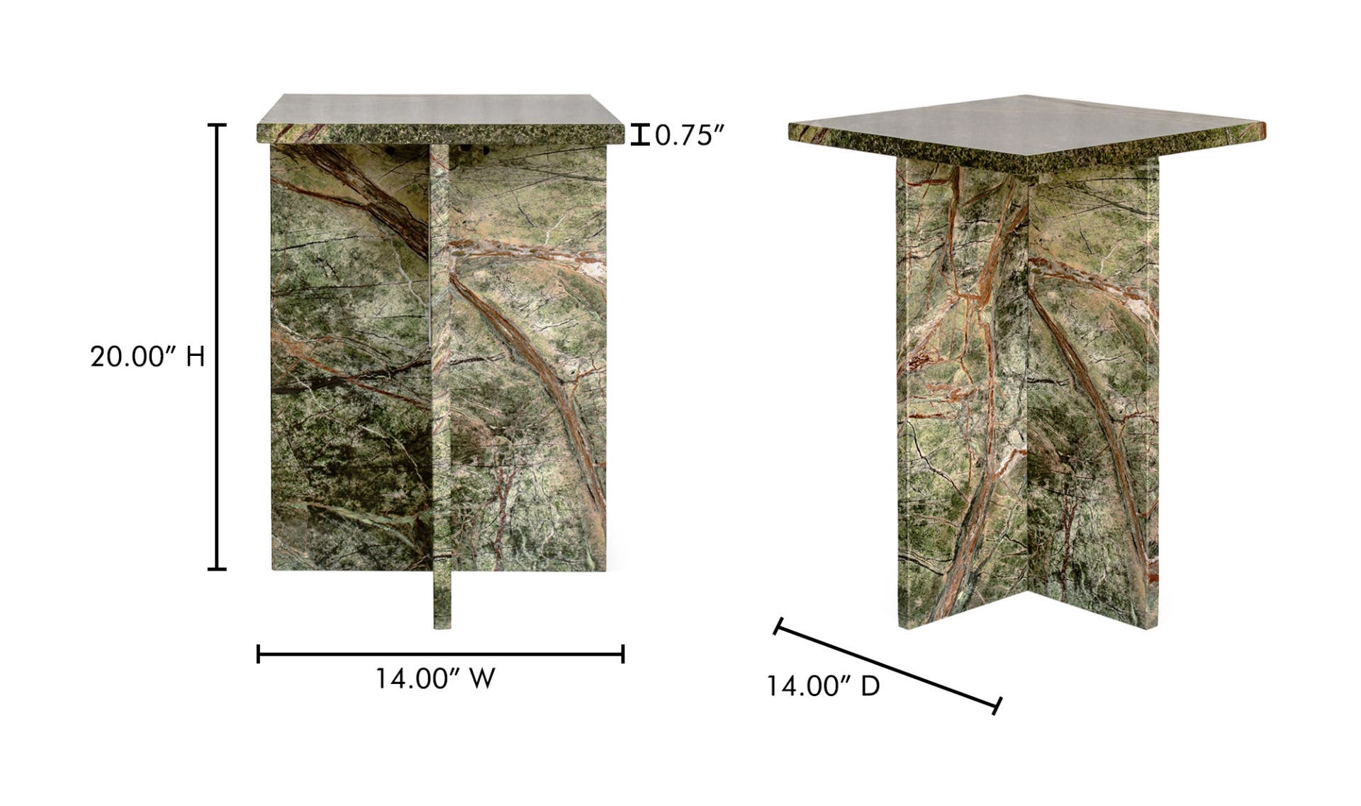 14" Rainforest Green Marble Side Table