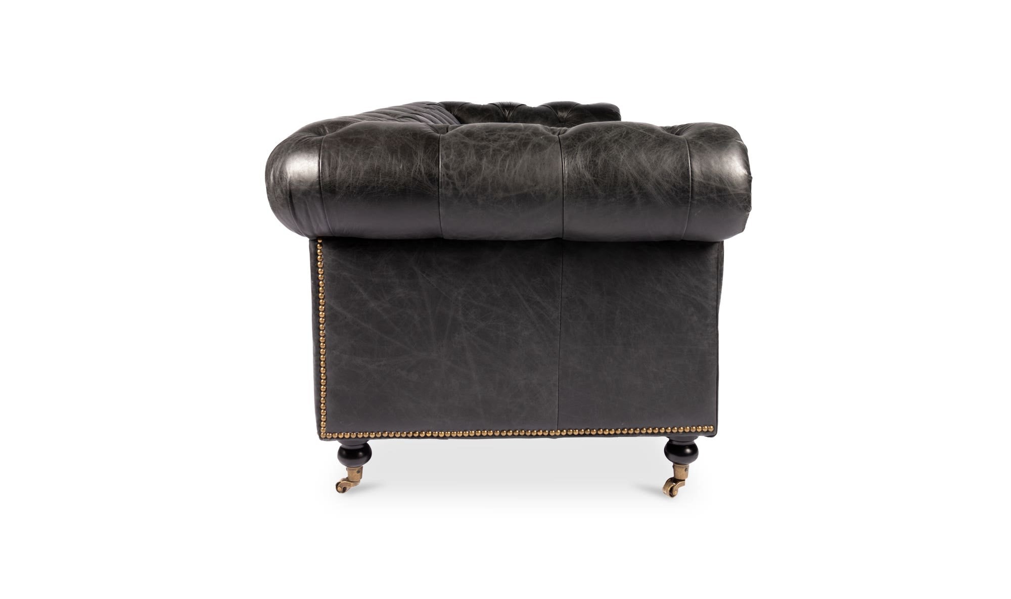 87" Black Leather Sofa