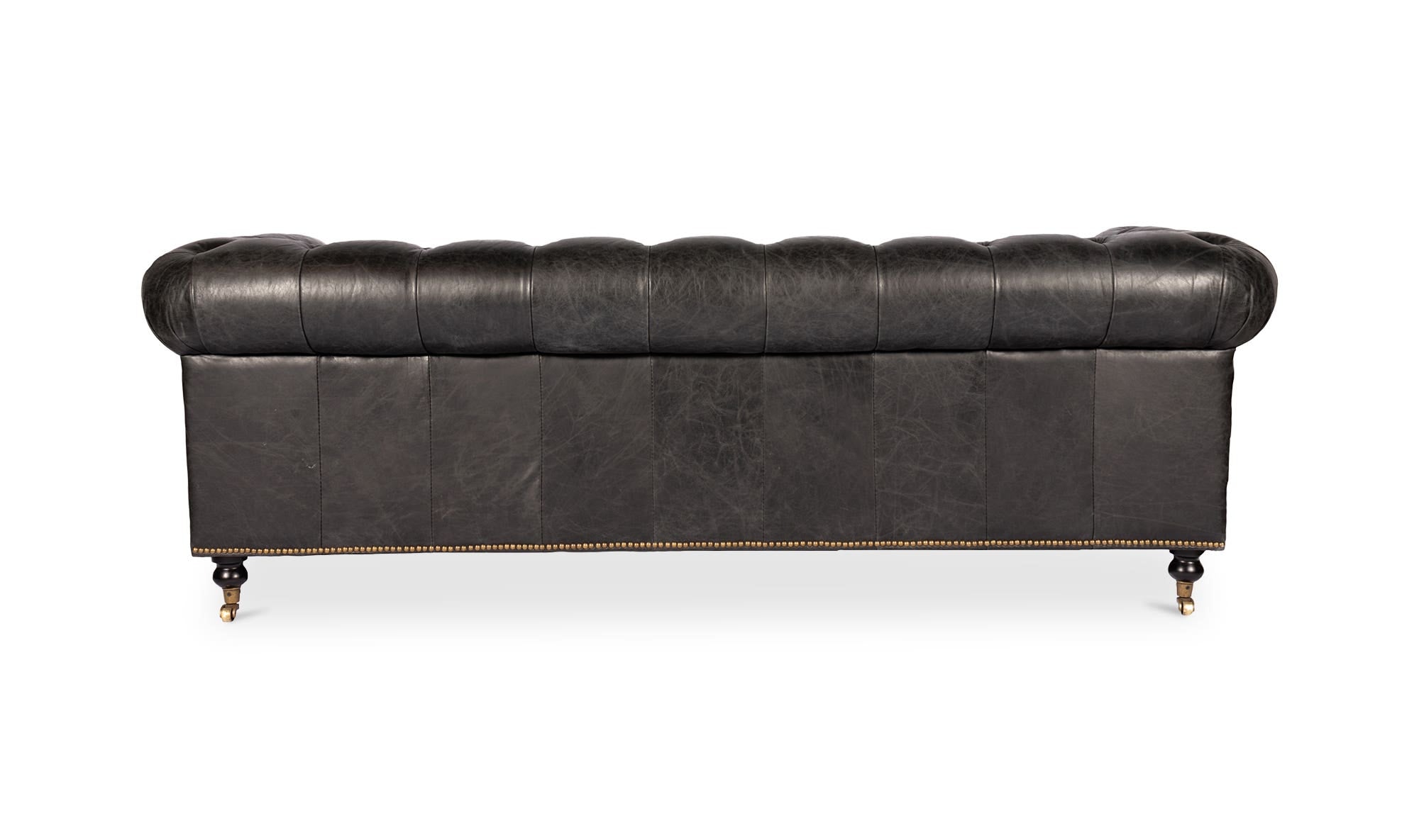 87" Black Leather Sofa