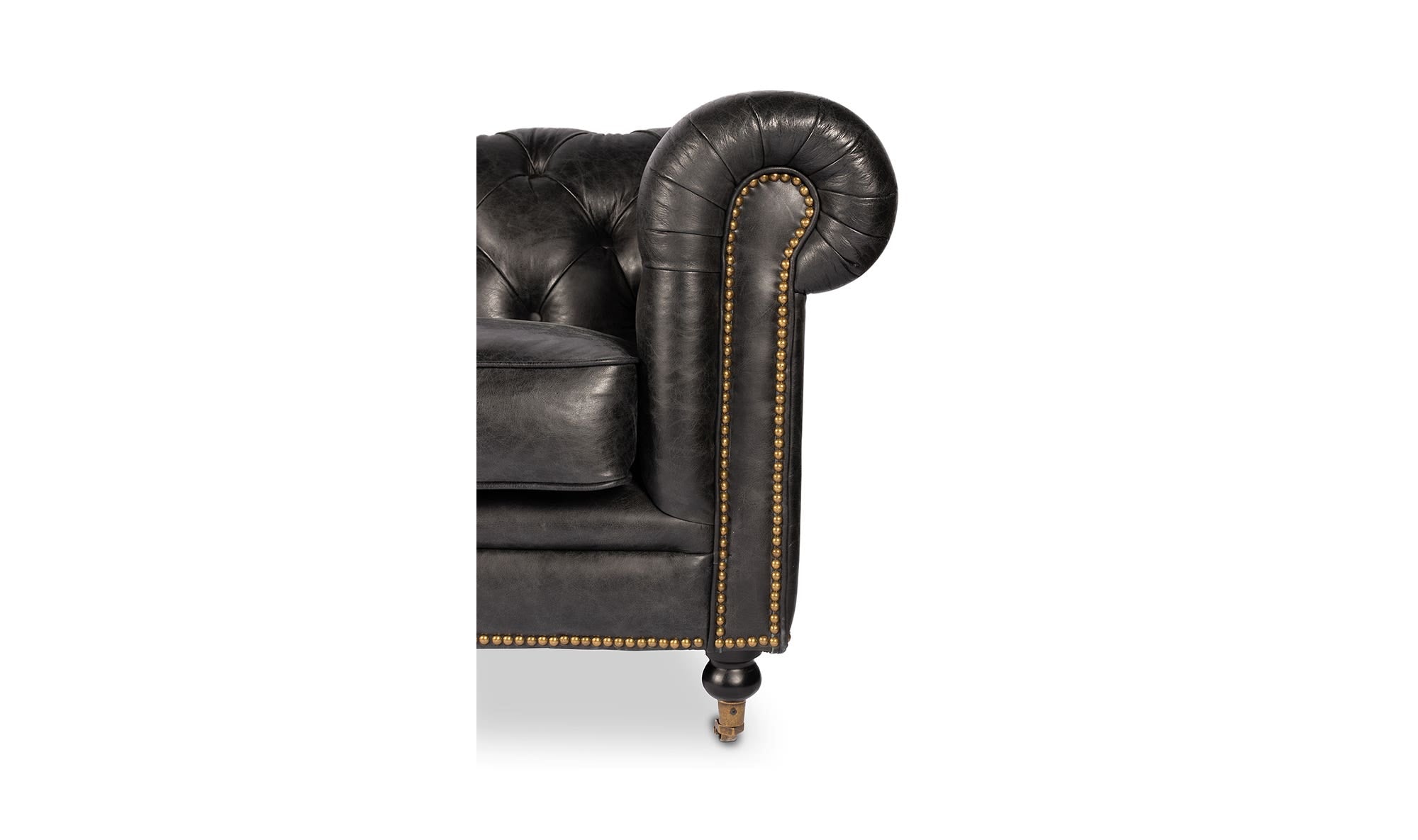 87" Black Leather Sofa