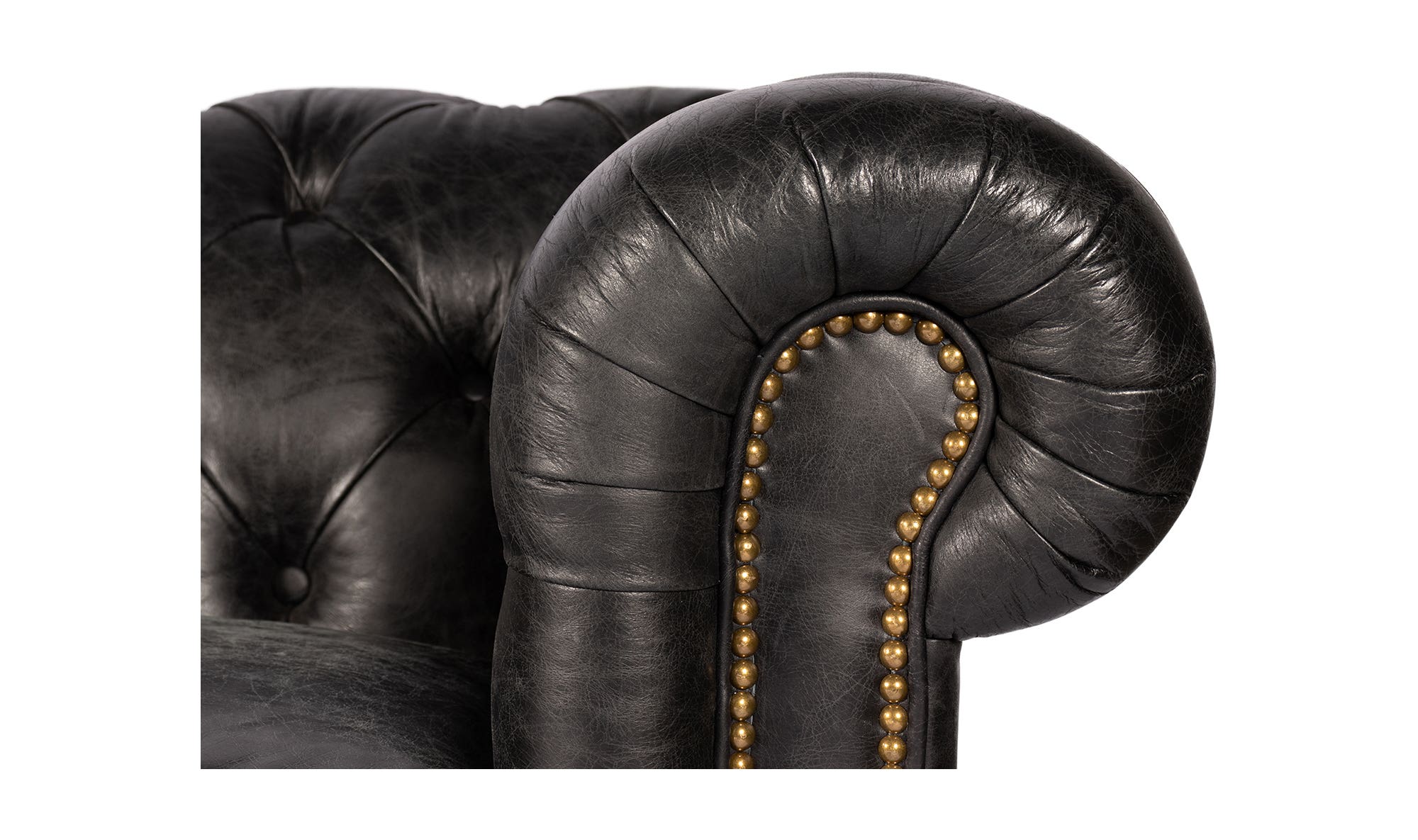 87" Black Leather Sofa