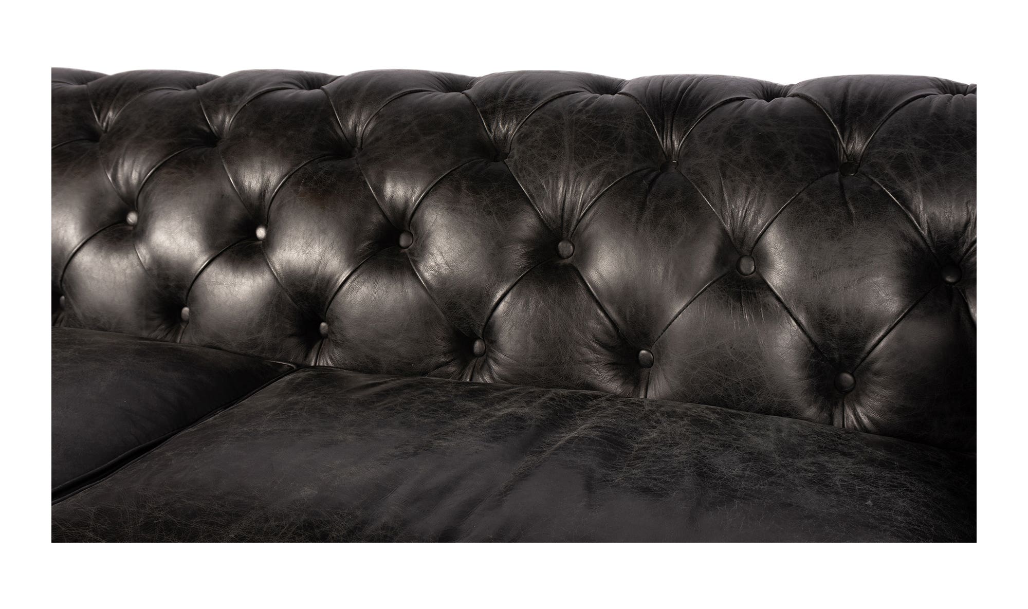 87" Black Leather Sofa
