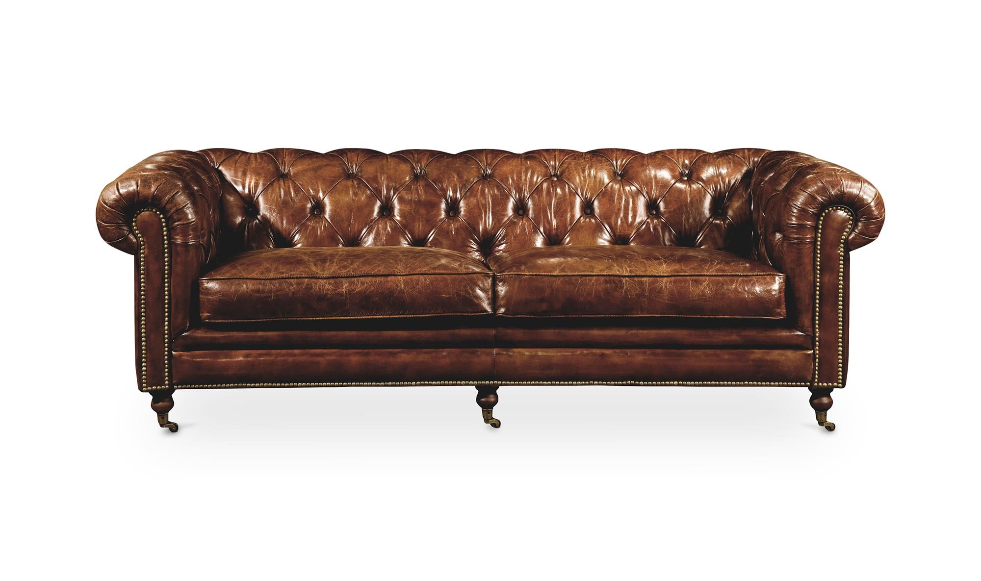 87" Dark Brown Leather Sofa