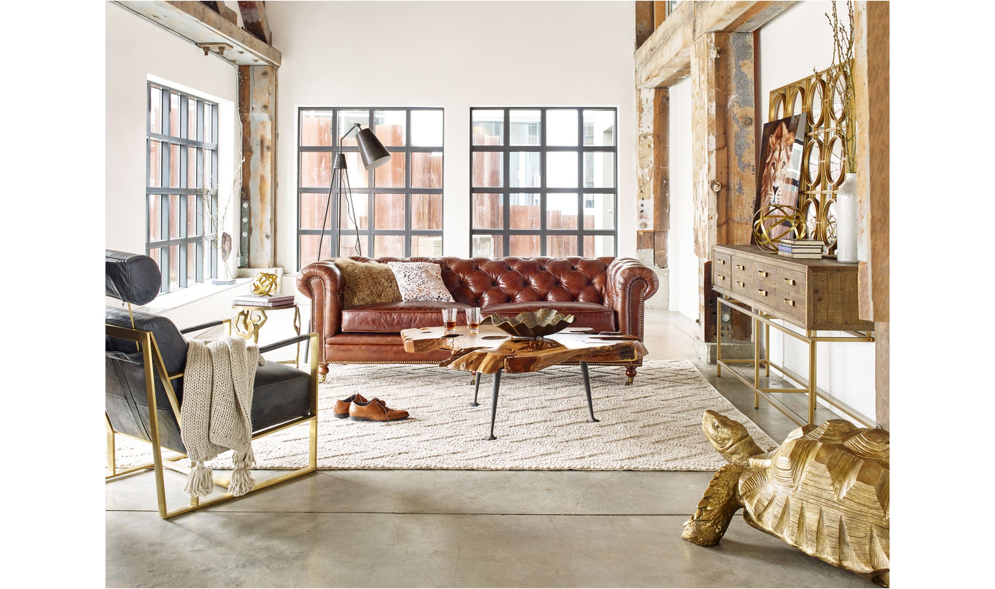 87" Dark Brown Leather Sofa