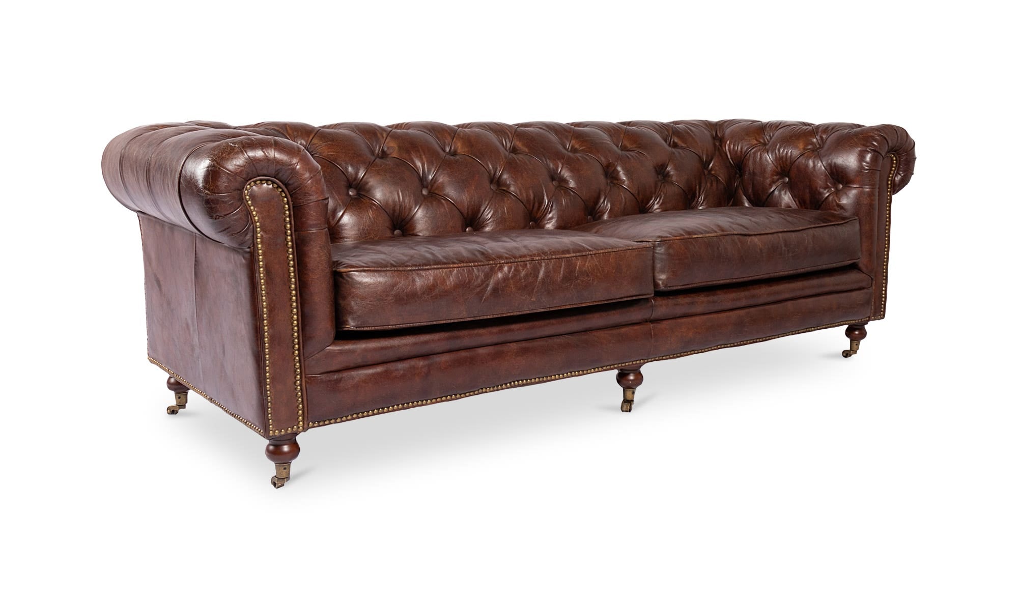 87" Dark Brown Leather Sofa