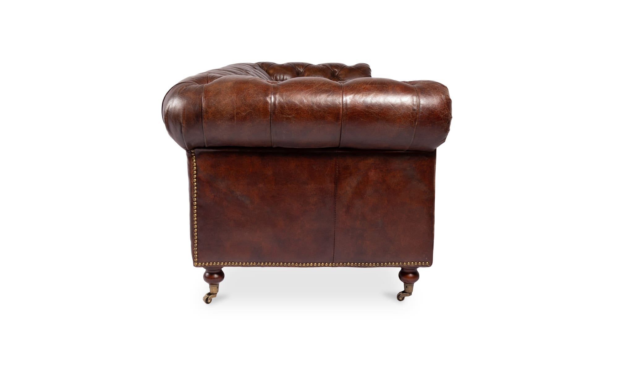 87" Dark Brown Leather Sofa