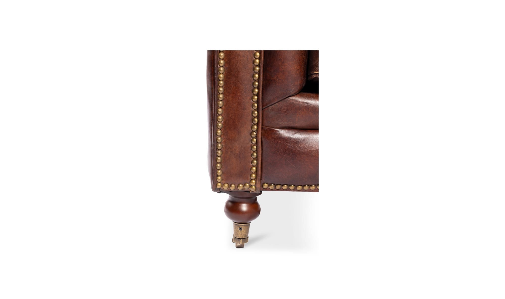87" Dark Brown Leather Sofa
