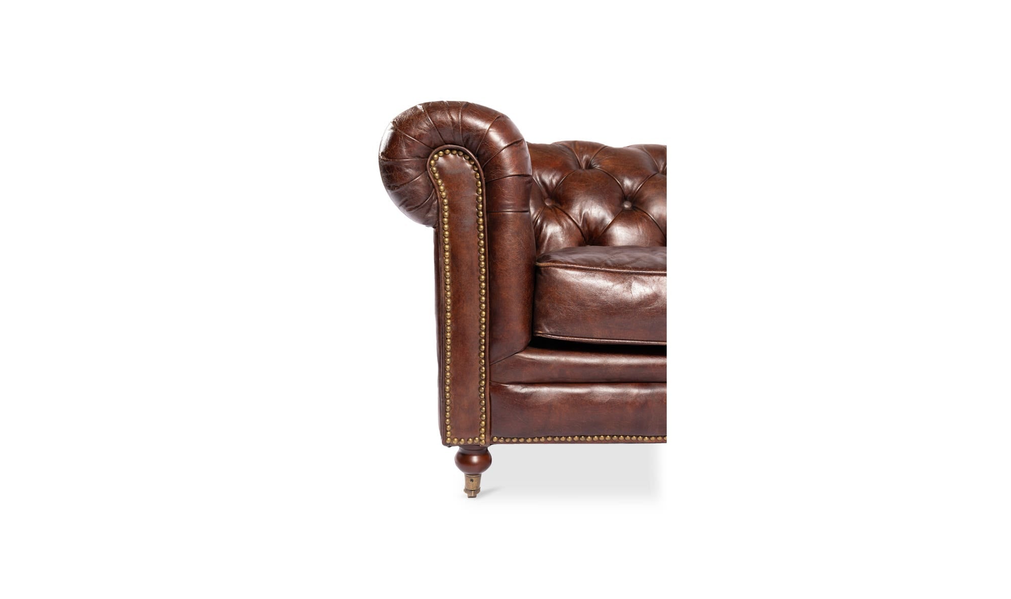 87" Dark Brown Leather Sofa