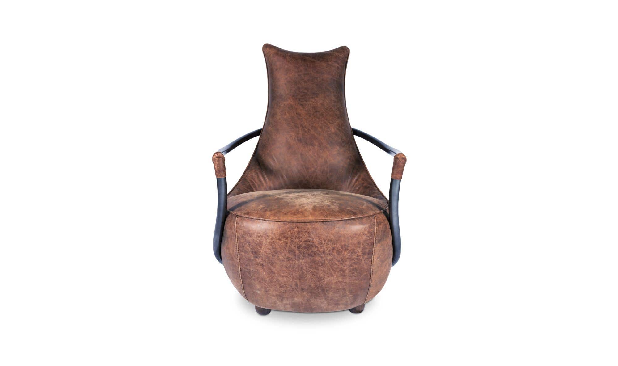 27" Brown Leather Club Chair
