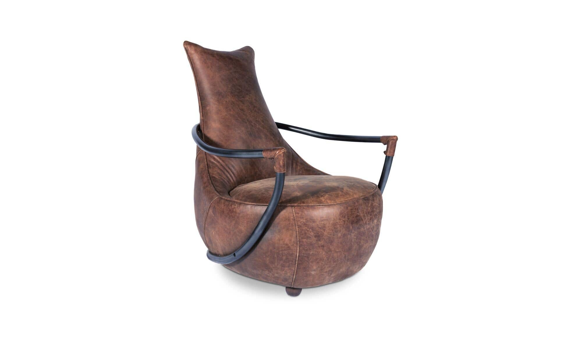 27" Brown Leather Club Chair