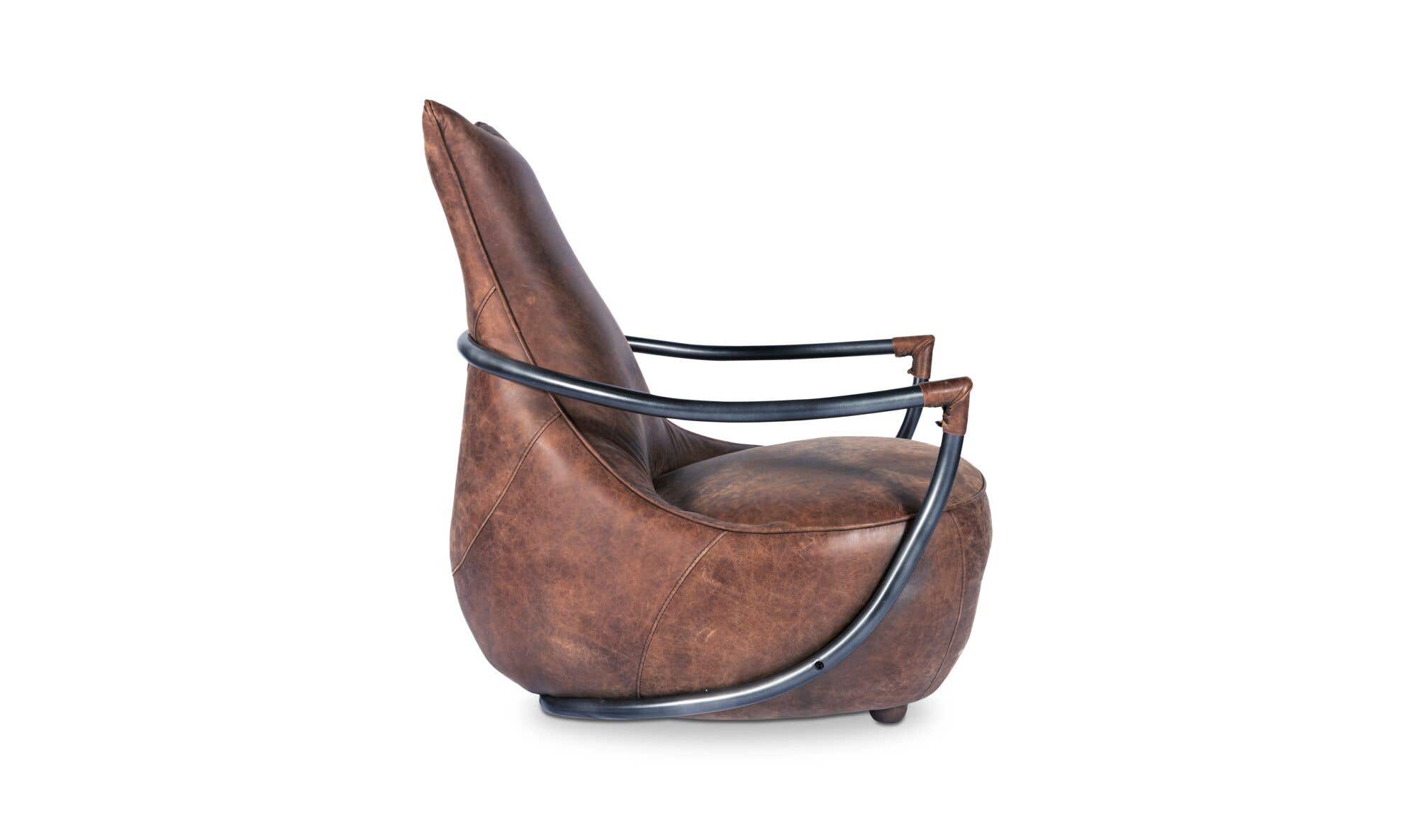 27" Brown Leather Club Chair