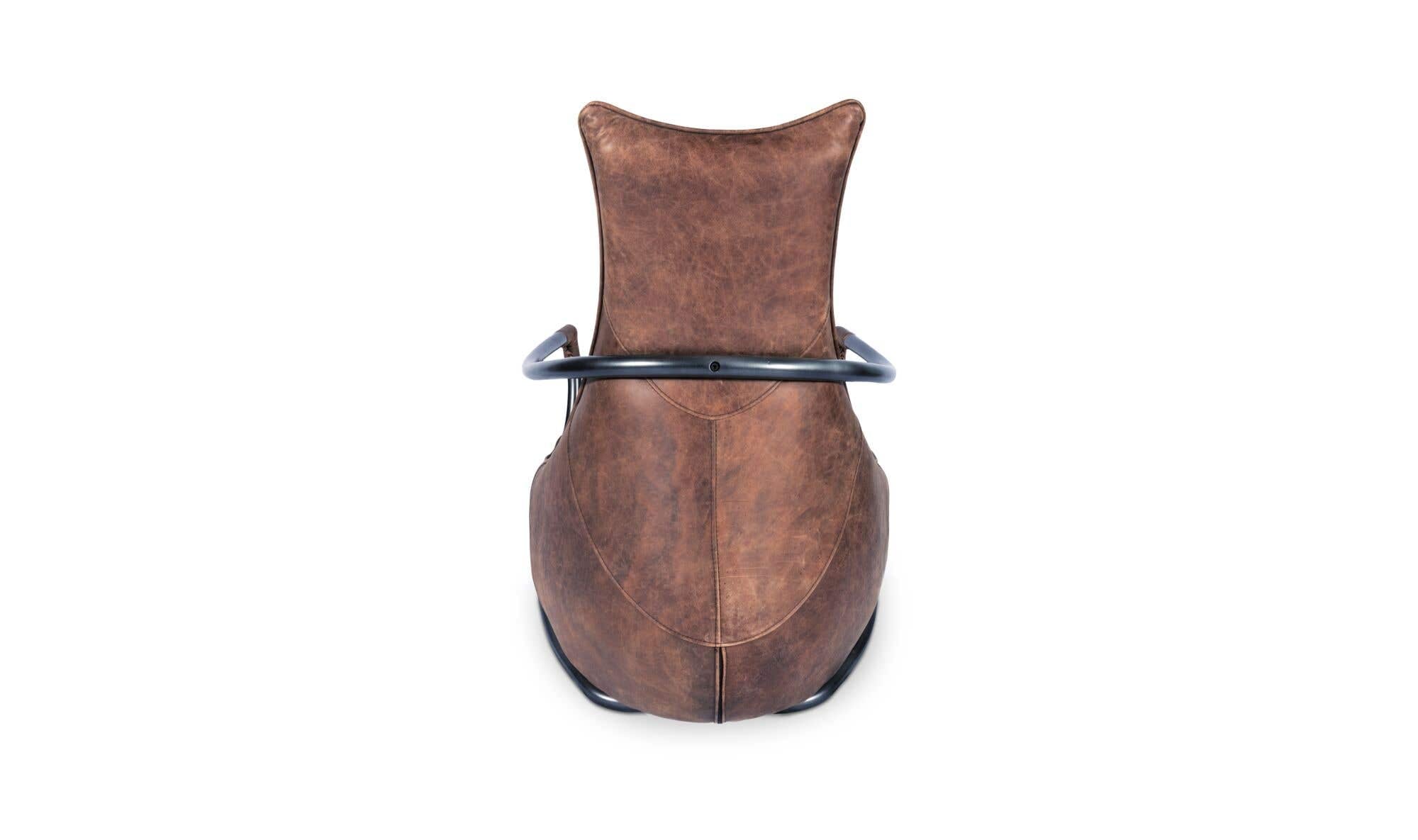 27" Brown Leather Club Chair