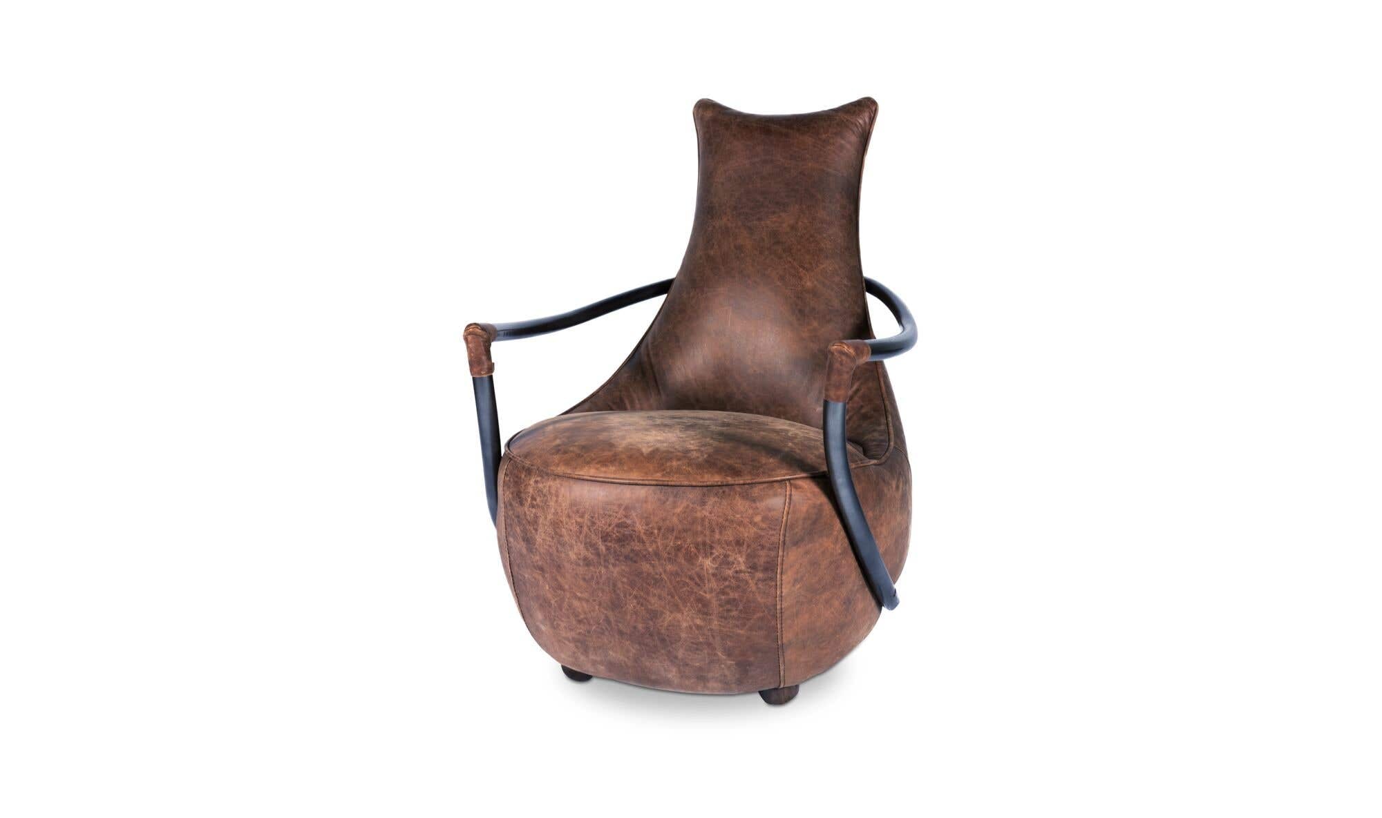 27" Brown Leather Club Chair