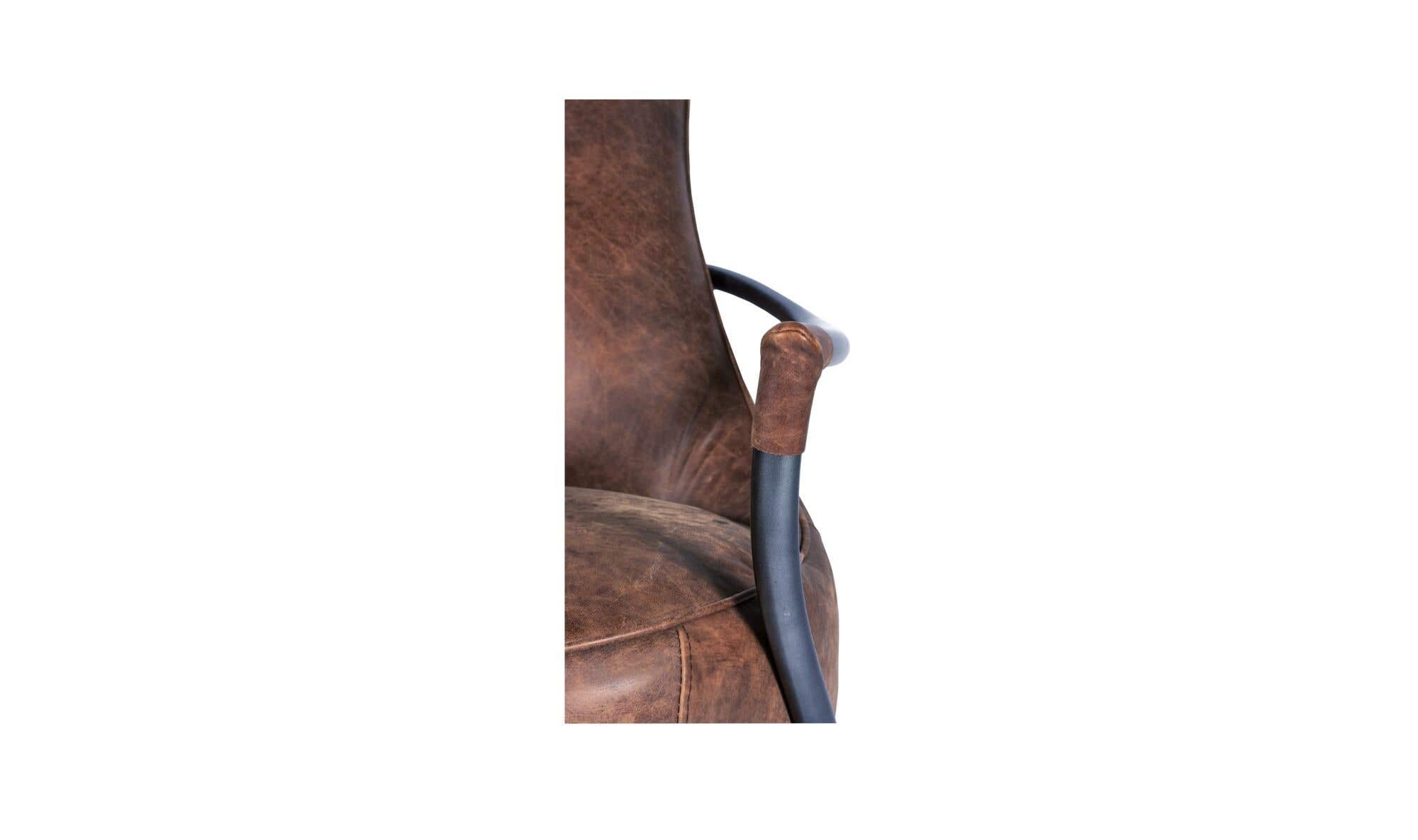27" Brown Leather Club Chair