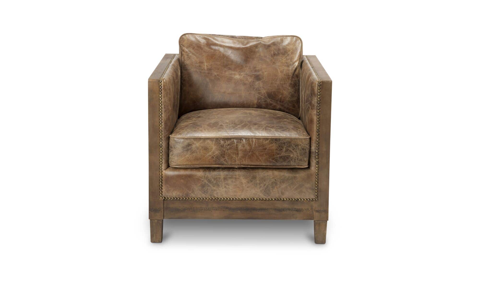 28" Light Brown Leather Club Chair