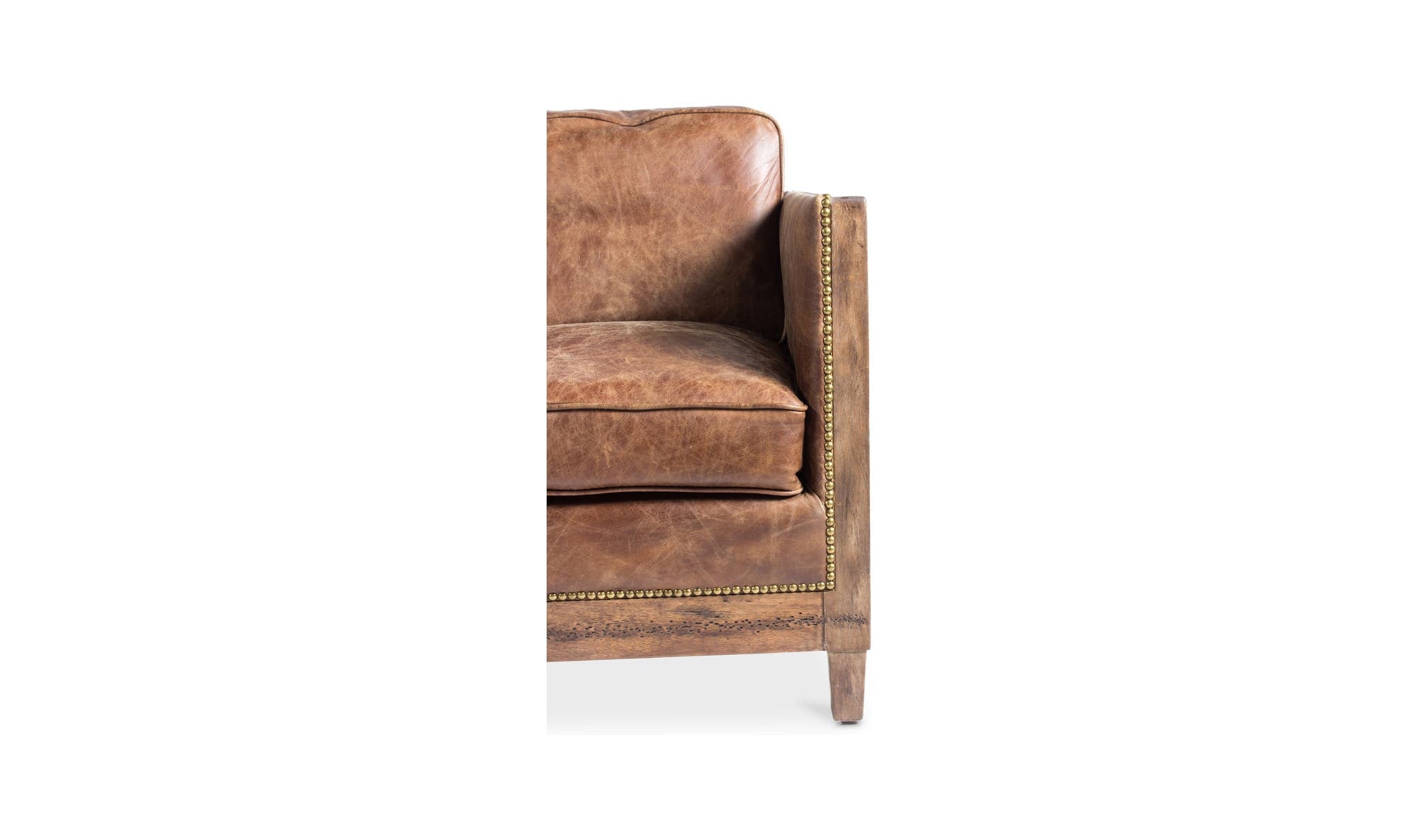 72" Light Brown Leather Sofa