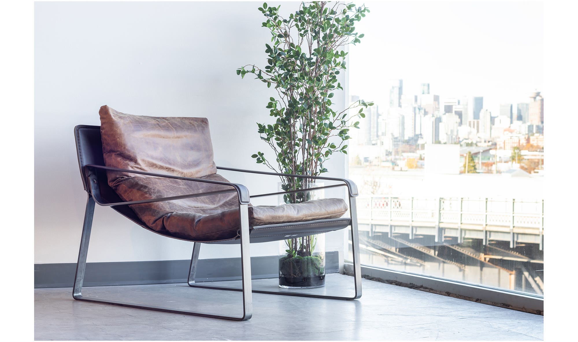 30.75" Brown Leather Club Chair