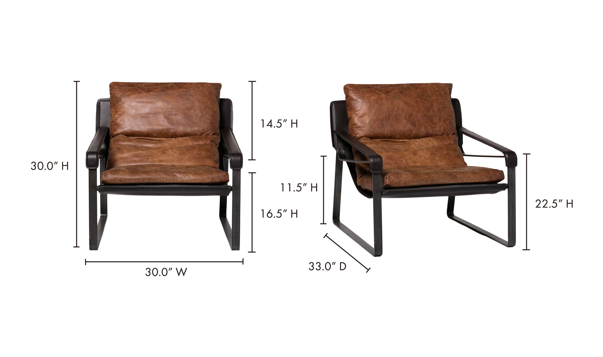 30.75" Brown Leather Club Chair