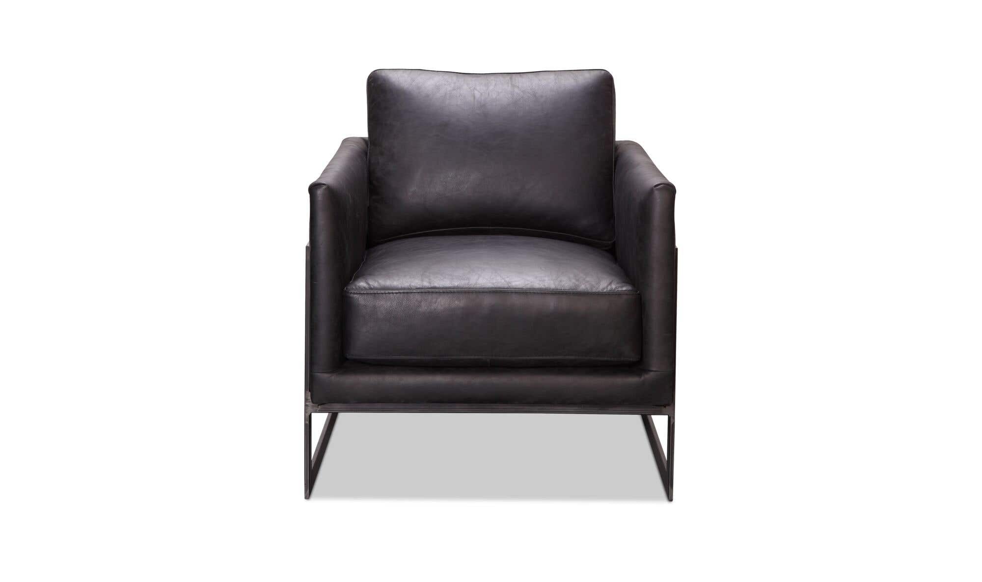 27" Black Leather Club Chair