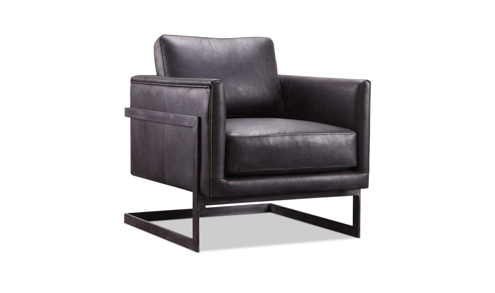 27" Black Leather Club Chair