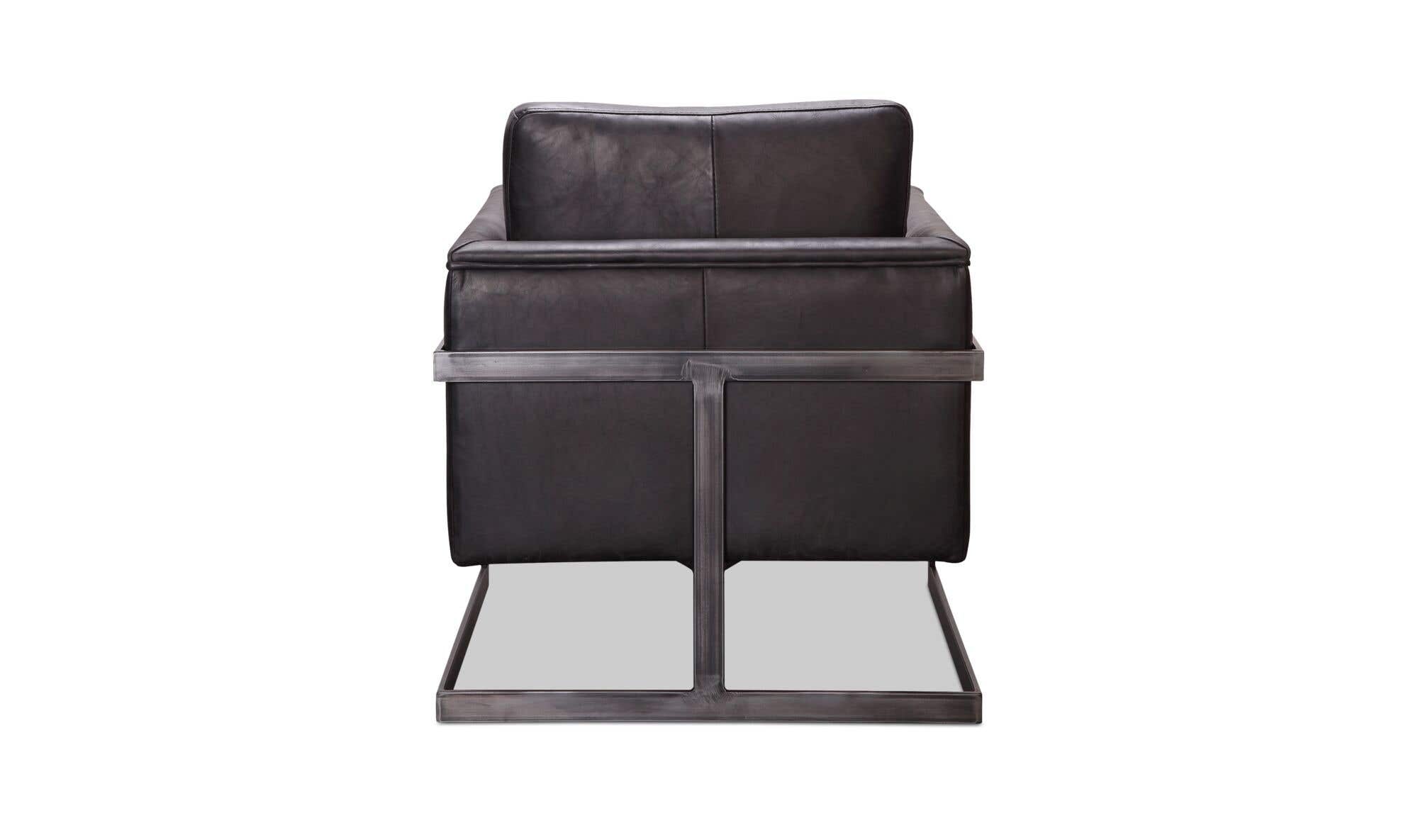 27" Black Leather Club Chair