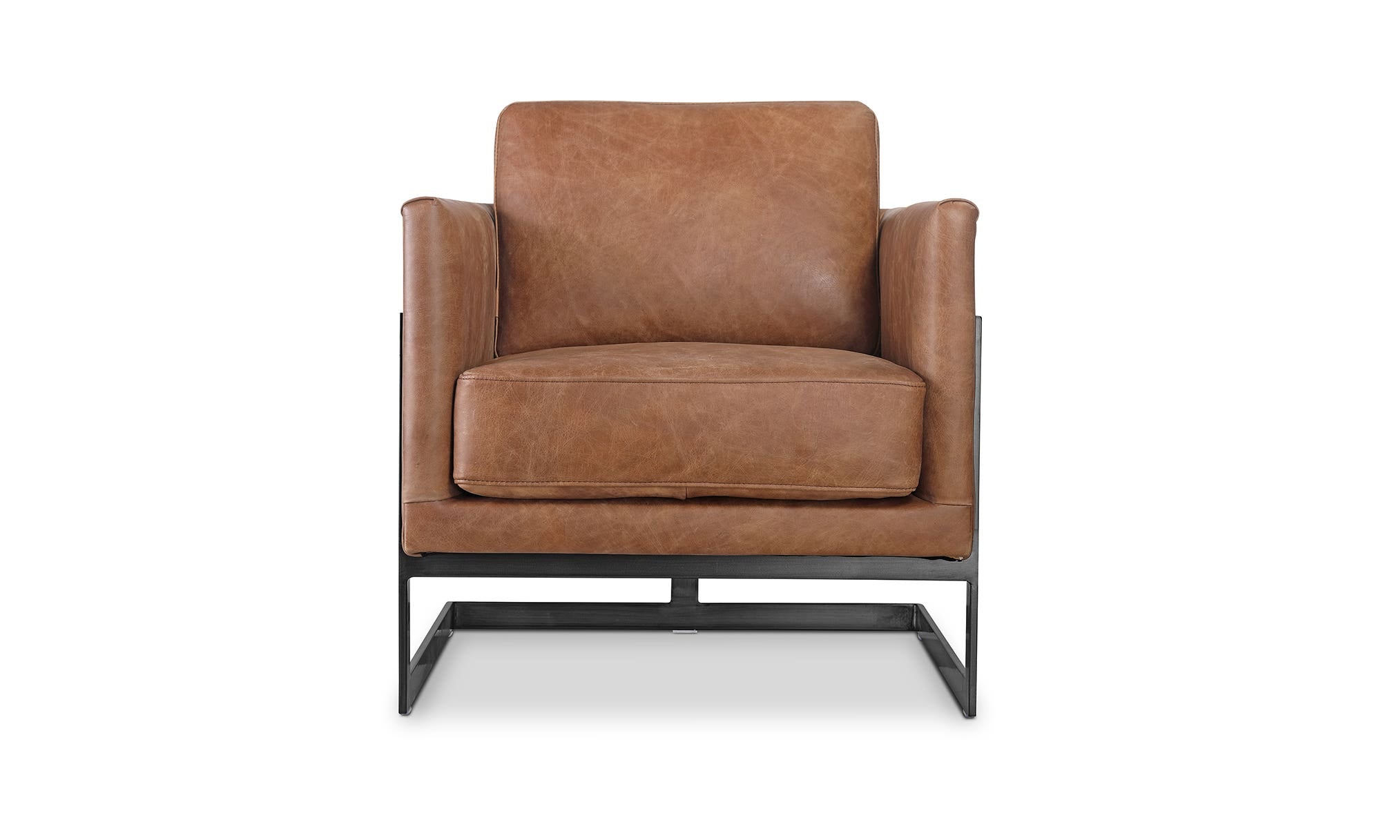 27" Brown Leather Club Chair