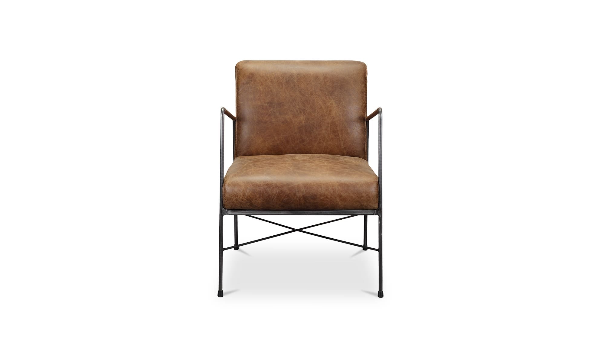 22" Brown Leather Accent Chair
