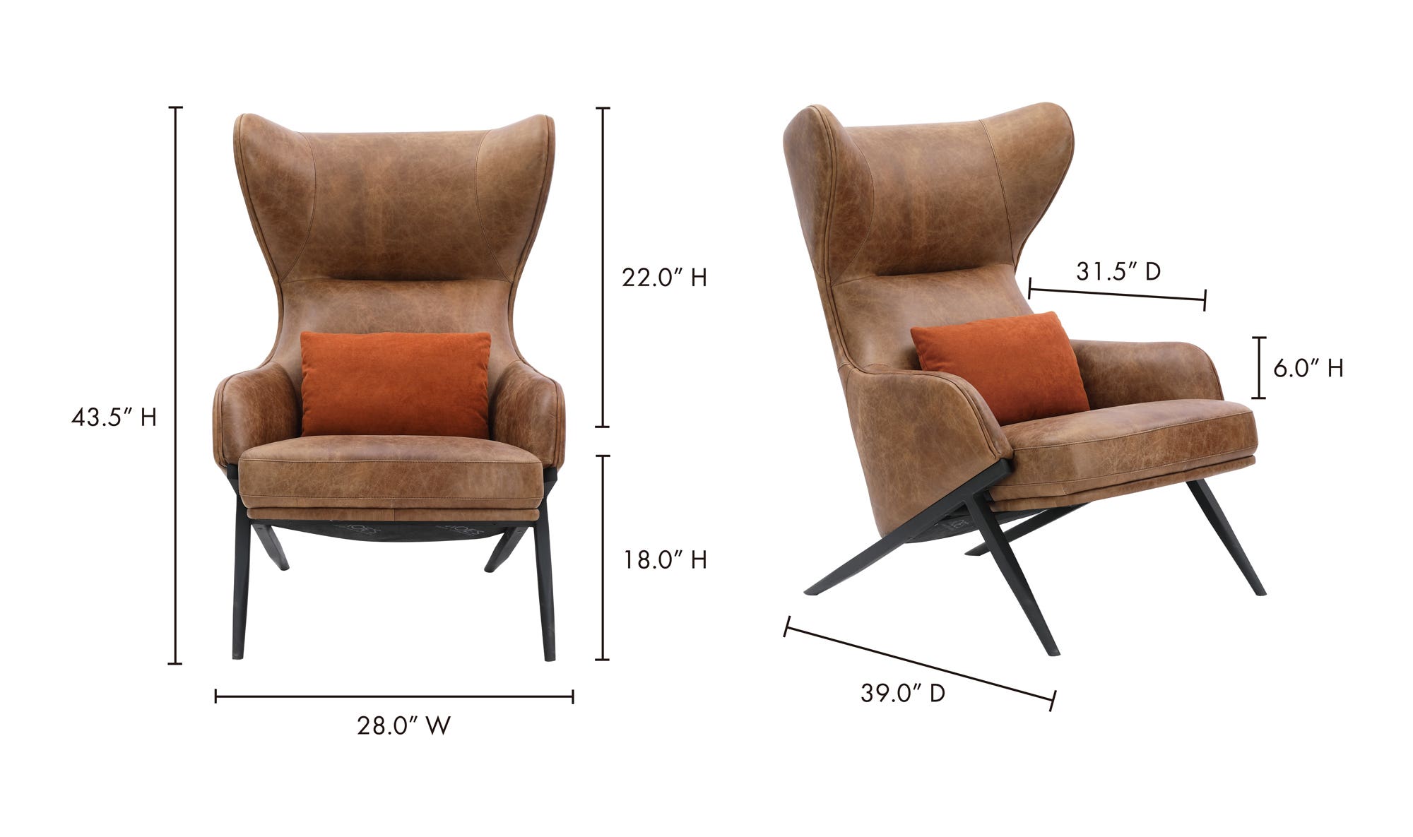 28" Open Road Brown Leather Accent Chair