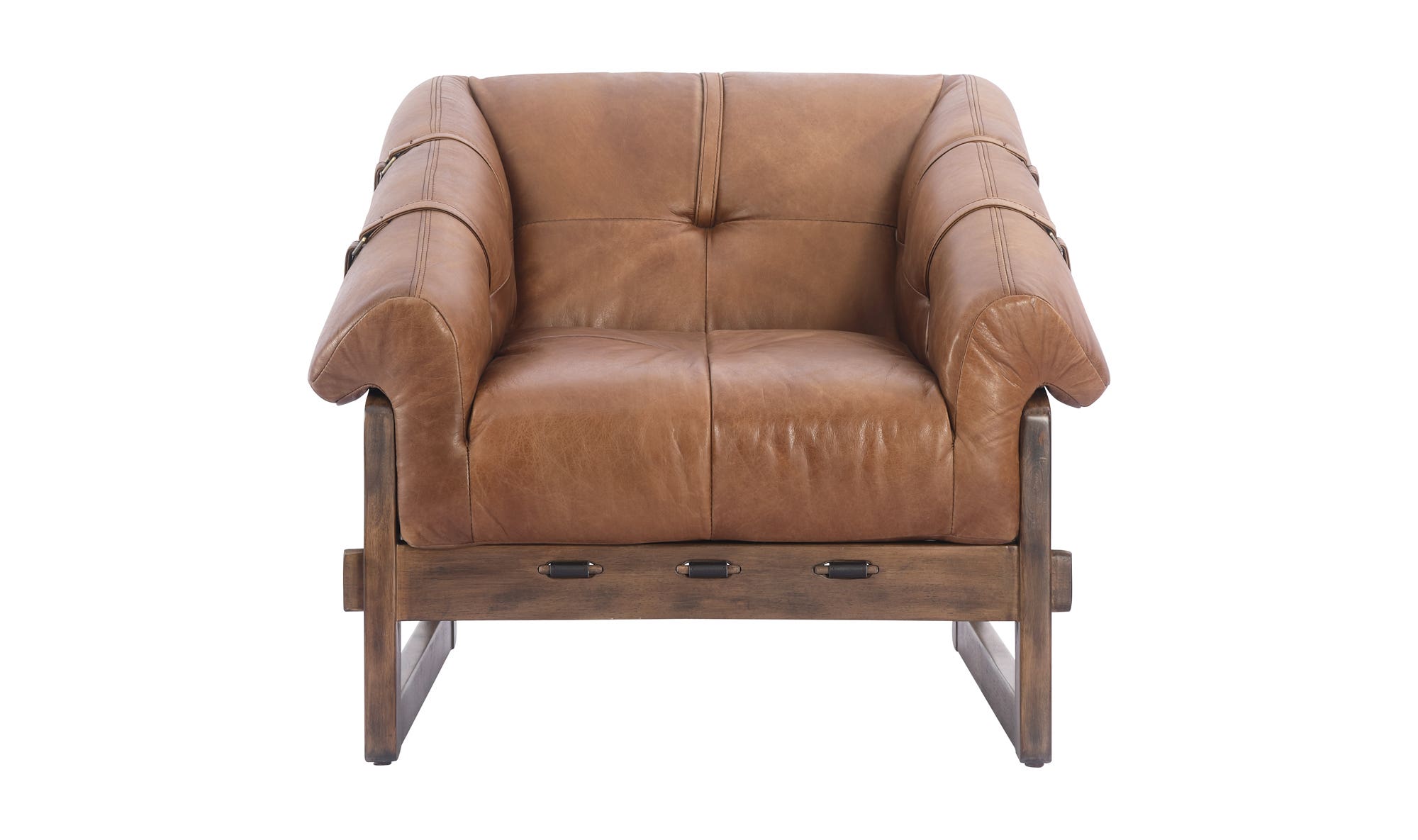 34.25" Open Road Brown Leather Accent Chair