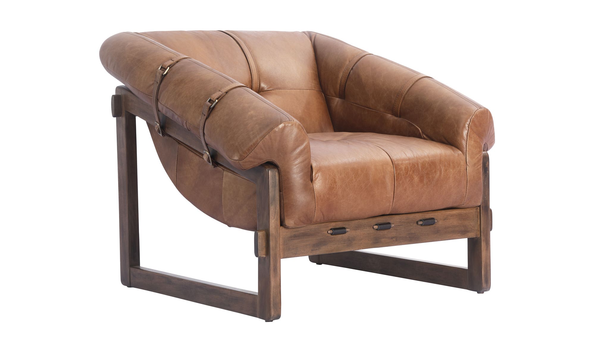 34.25" Open Road Brown Leather Accent Chair