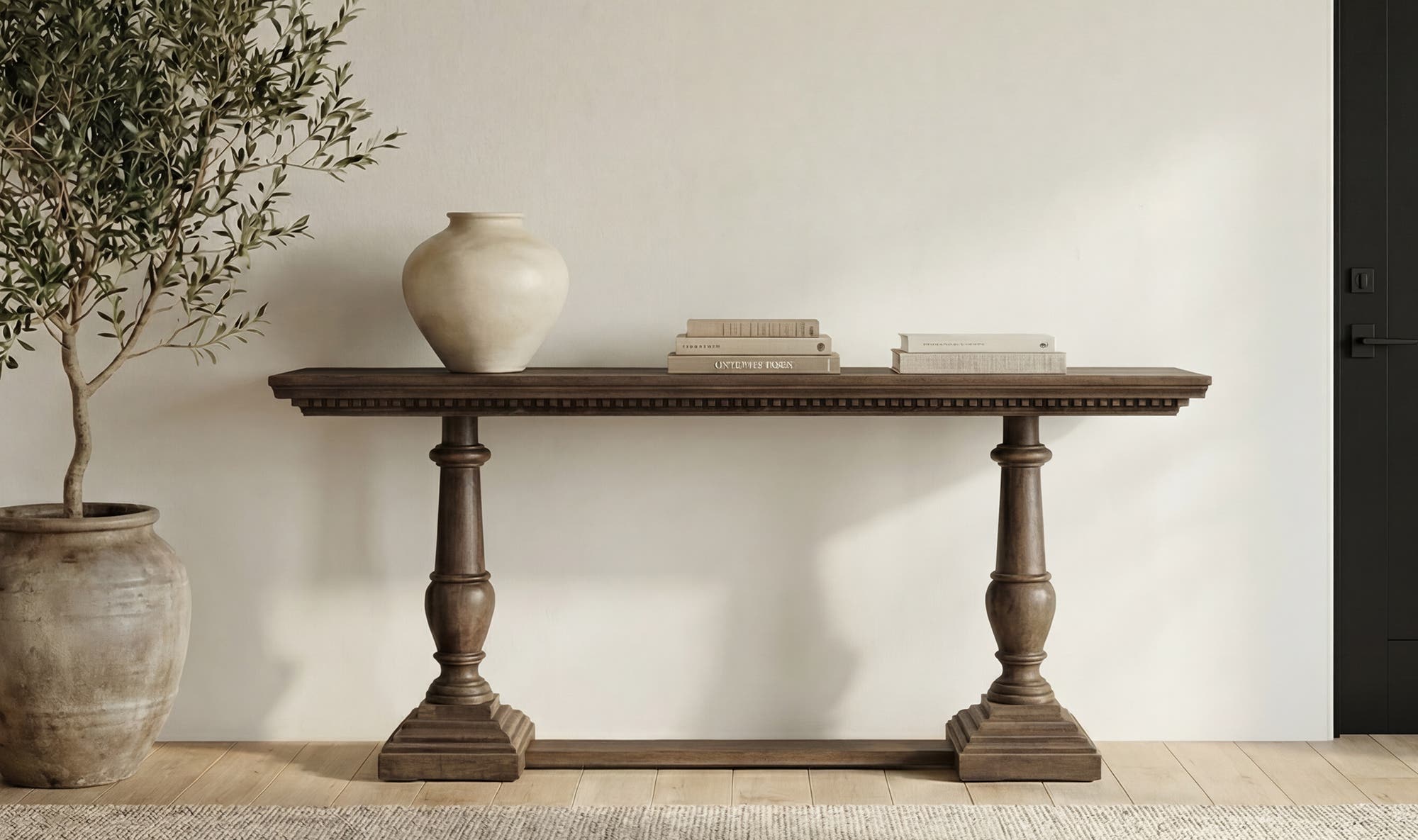 70" Brown Iron Console Table