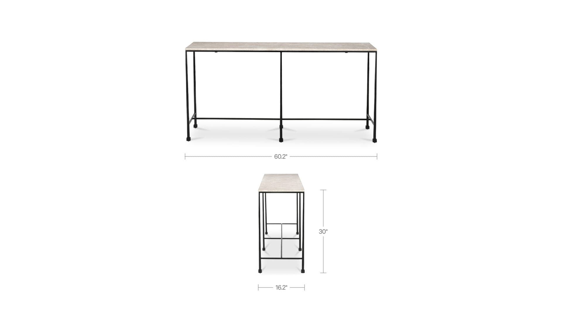 60.25" Botticino Marble Console Table