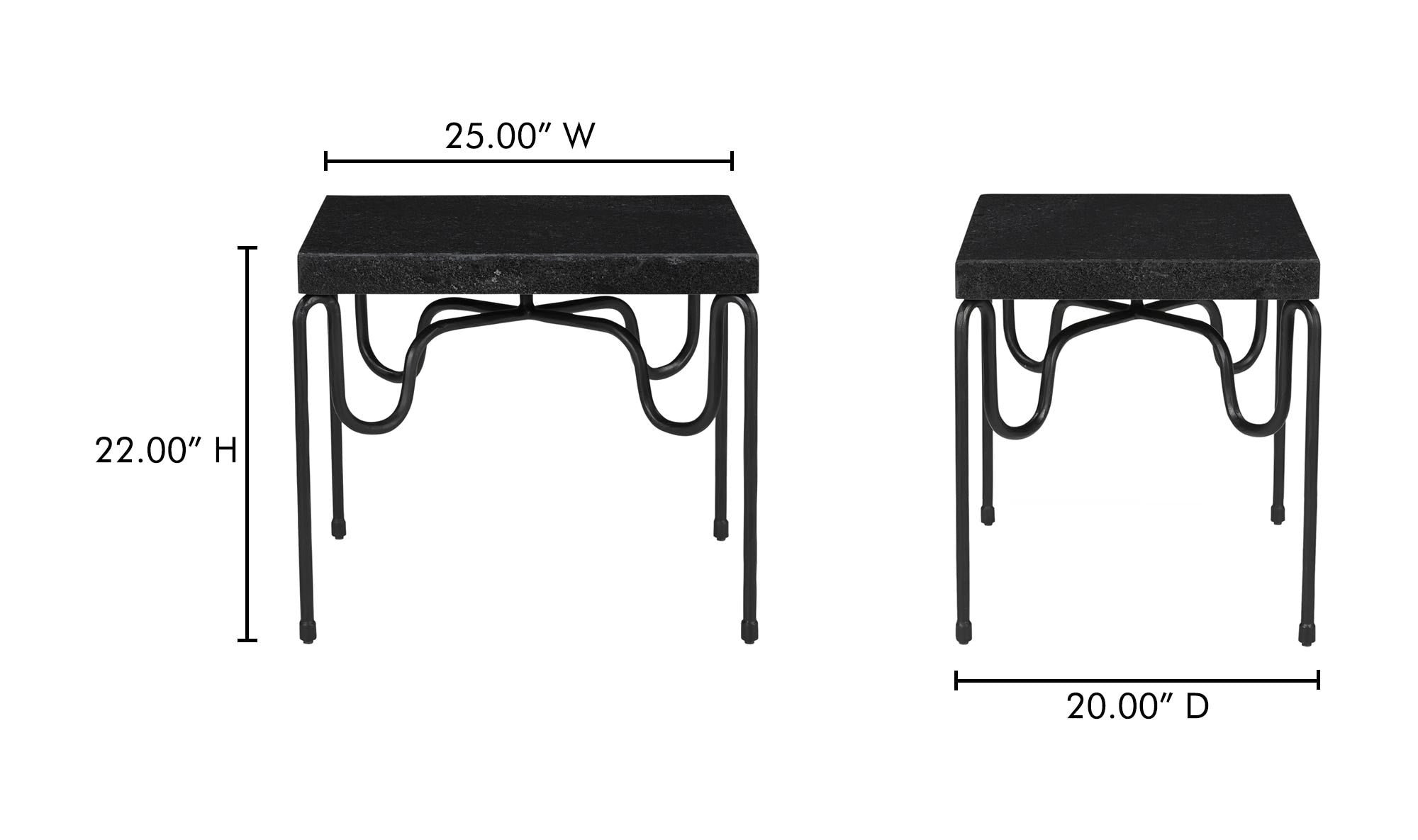 25" Black Granite Side Table
