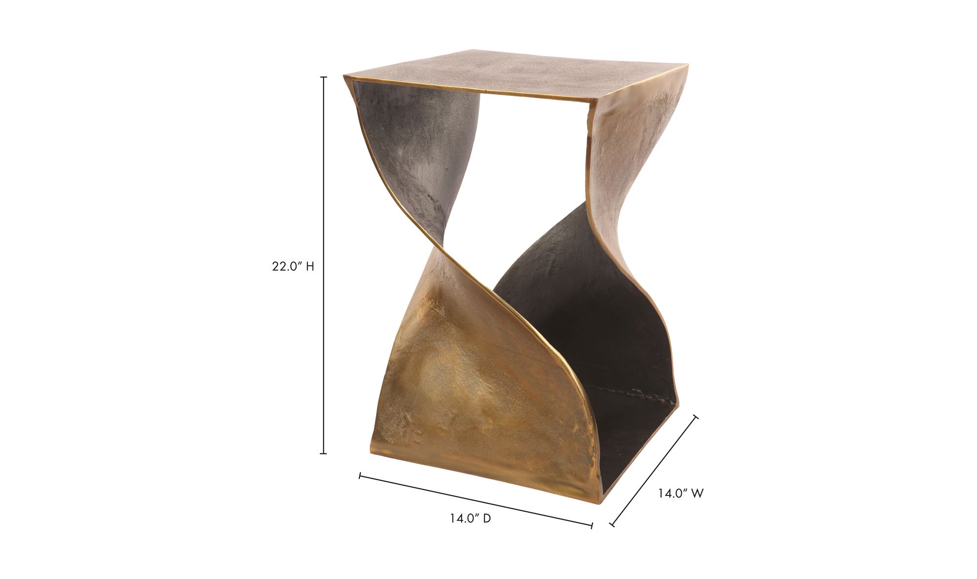 14" Brass Aluminum Side Table