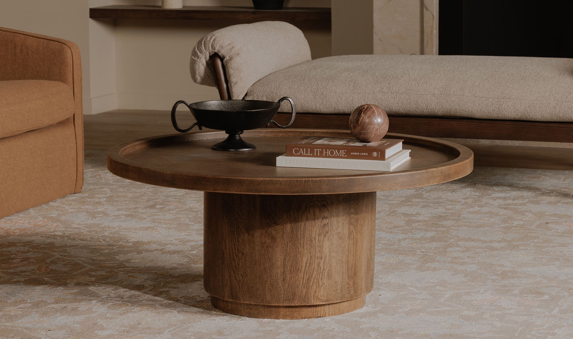 38" Brown Solid Oak Coffee Table