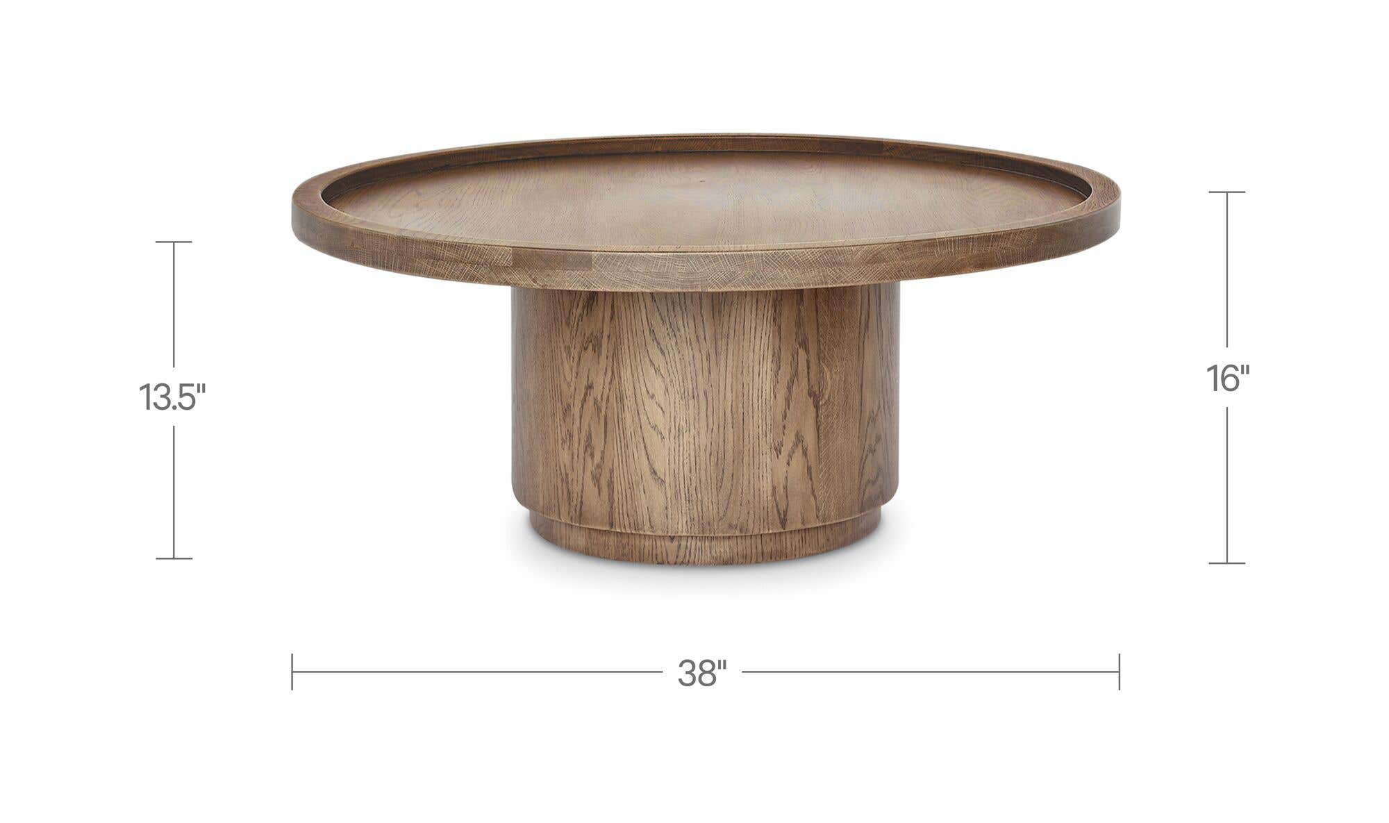 38" Brown Solid Oak Coffee Table