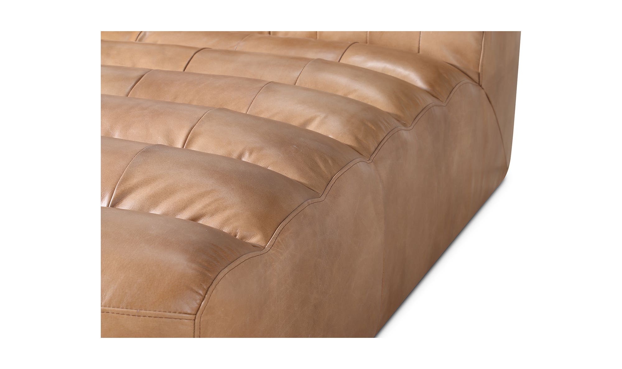 36" Tan Leather Chaise