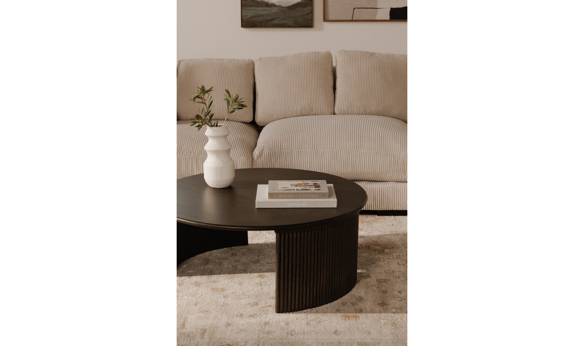 39" Dark Brown Solid Oak Coffee Table