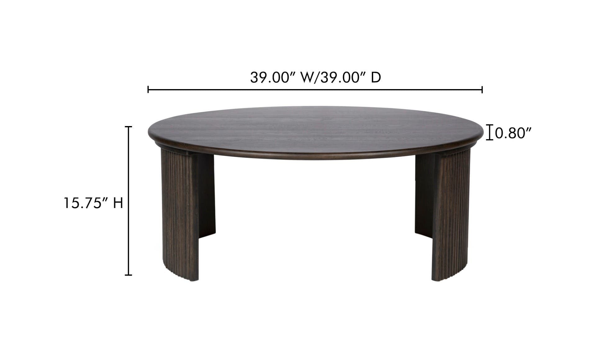 39" Dark Brown Solid Oak Coffee Table
