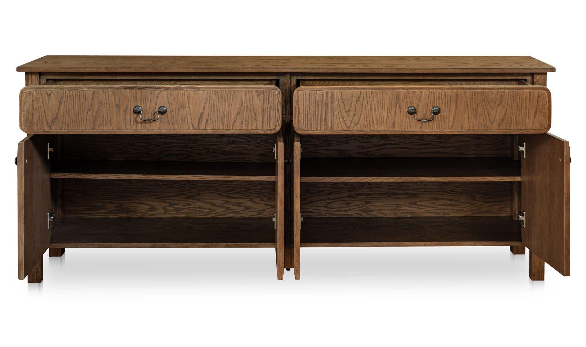 78.5" Warm Brown Solid Oak Sideboard