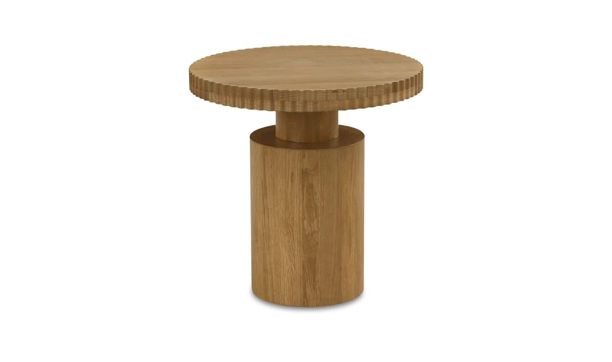 22" Brown Solid Oak Side Table