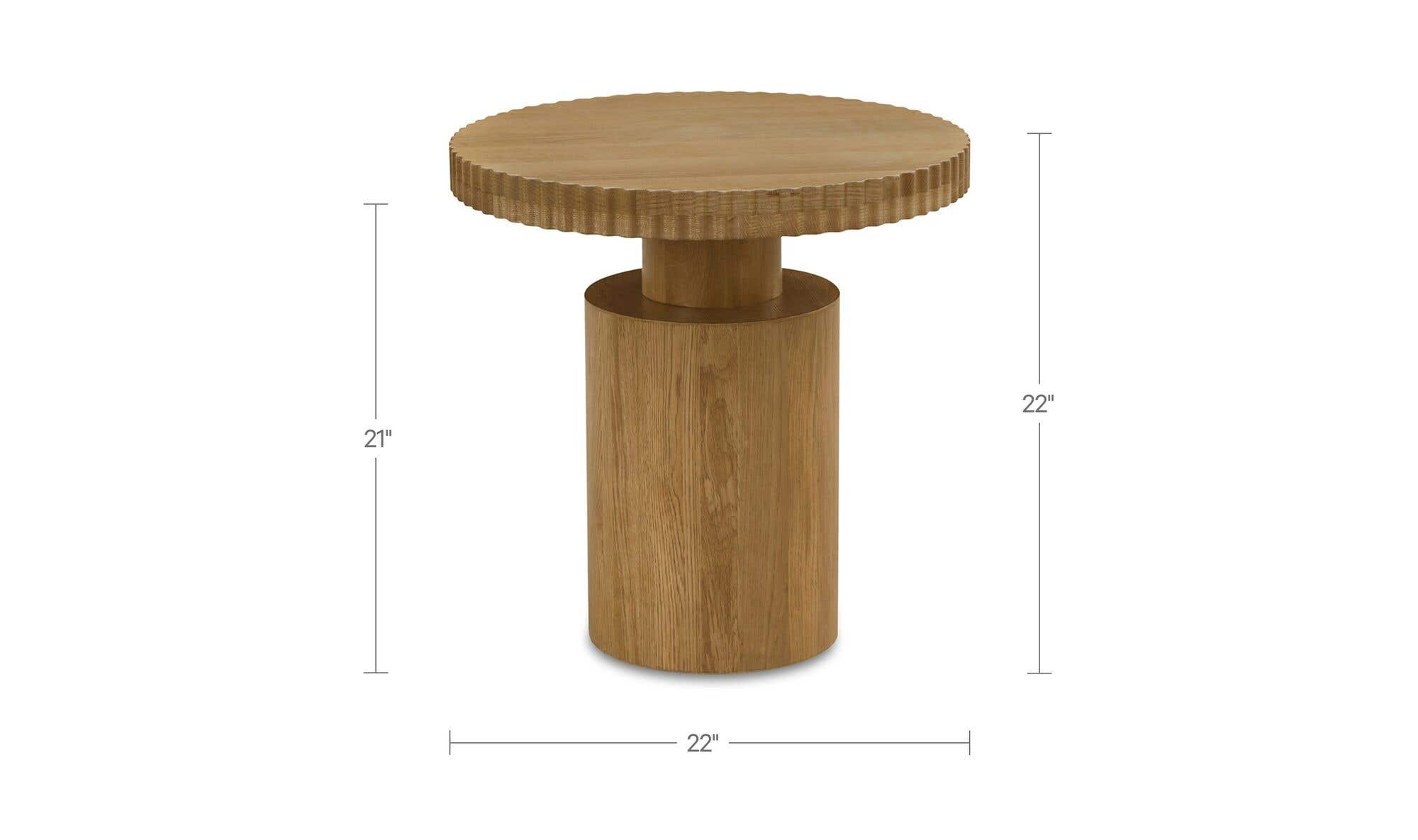 22" Brown Solid Oak Side Table