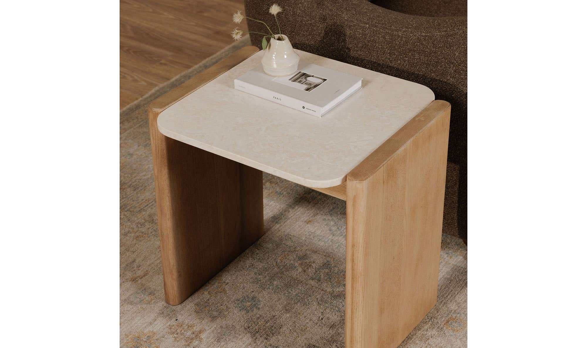 20" Natural Marble Side Table