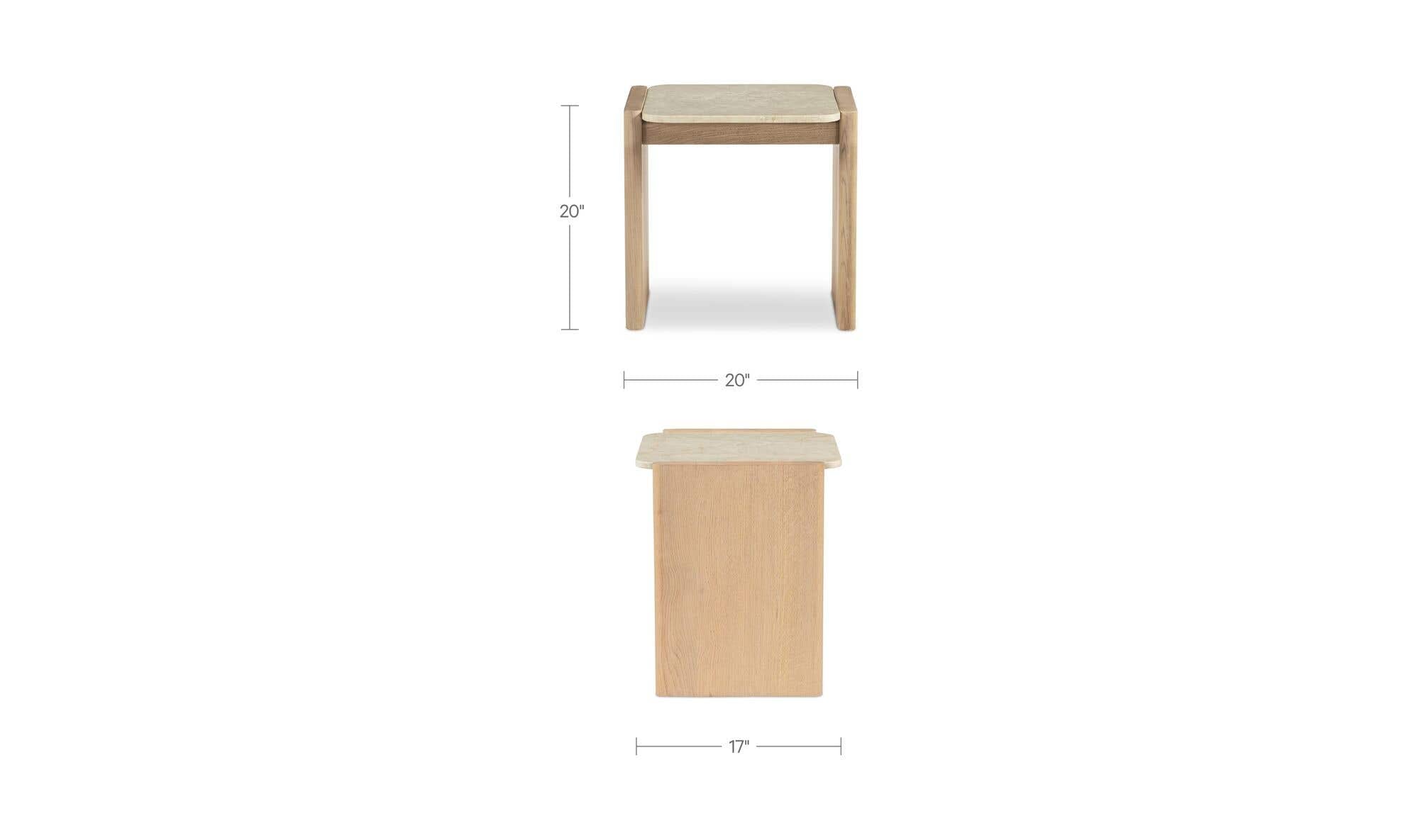 20" Natural Marble Side Table