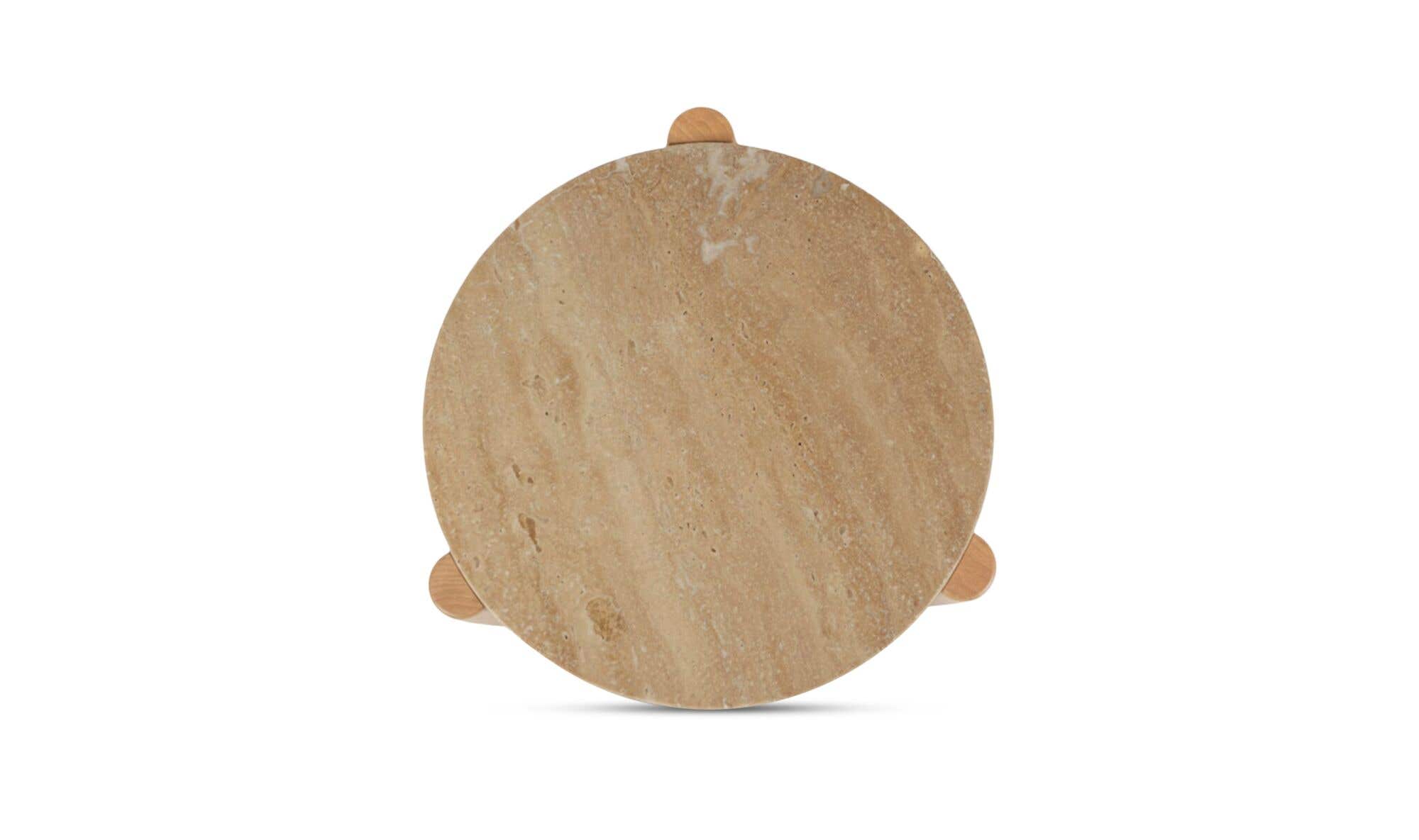 18.5" Natural Travertine Outdoor Side Table