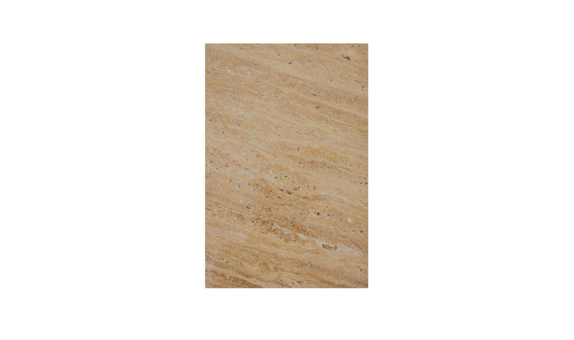 18.5" Natural Travertine Outdoor Side Table