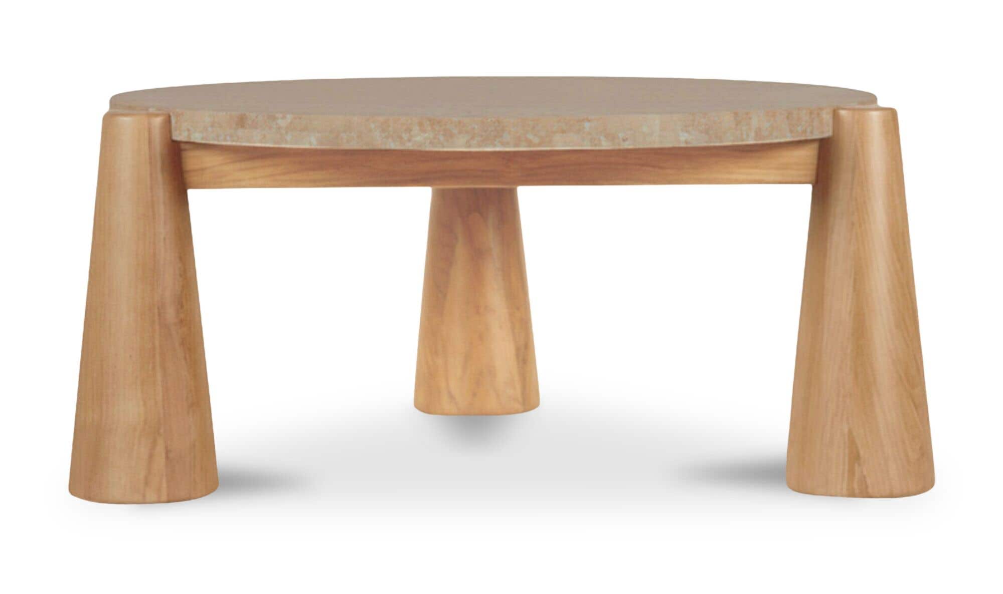 36" Natural Travertine Outdoor Coffee Table